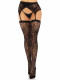2 Pc Rachel Lace Thigh High and Crossover Garter Belt - One Size - Black Image
