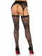 2 Pc Rachel Lace Thigh High and Crossover Garter Belt - One Size - Black Image