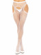 Fishnet Suspender Hose With Scalloped Trim - One  Size - White Image