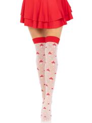 Polka Dot Mushroom Thigh High - One Size - White/red