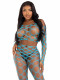 2 Pc Net Crop Top and Footless Tights - One Size - Turquoise Image