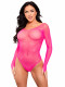 Rhinestone Snap Crotch Bodysuit - One Size - Neon  Pink Image