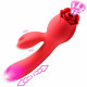 Blooming Bunny Sucking and Thrusting Silicone  Rabbit Vibrator - Red Image