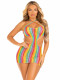 Rainbow Stripe Cross Over Mini Dress - One Size - Multicolor Image