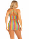 Rainbow Stripe Cross Over Mini Dress - One Size - Multicolor Image