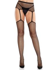 Sinful Fishnet Garter Belt Stockings O/s - Black