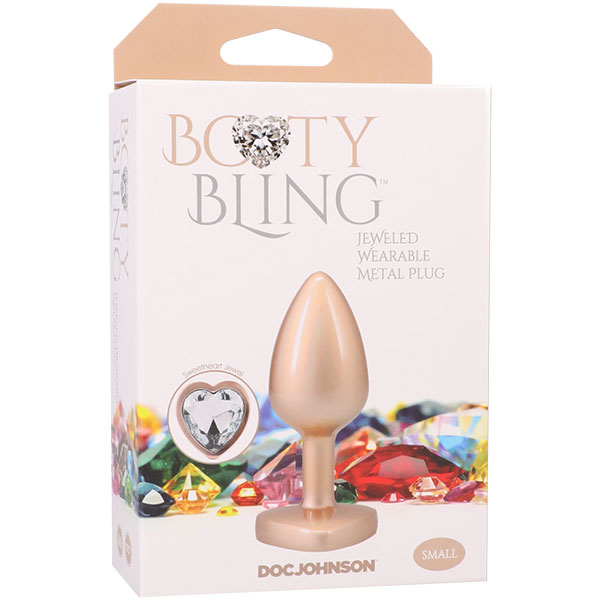 Booty Bling Metal Heart Plug - Small - Gold