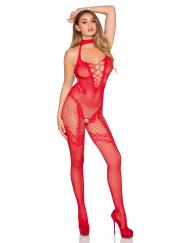 In the Mood Crotchless Bodystocking - Os - Red