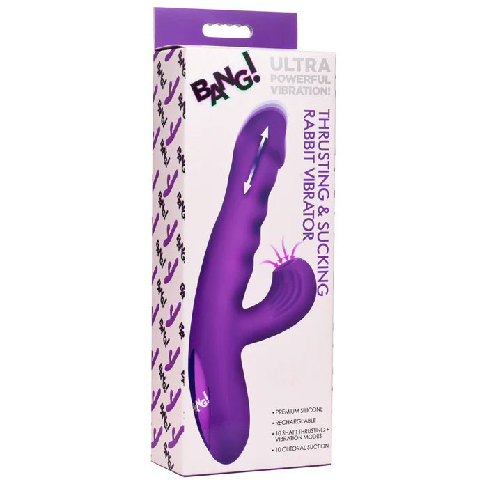 Adult Bang! Purple Rabbit Vibrator With Thrusting And Suction Bng-Ah434