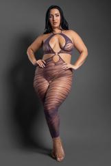 Set Me Free Footless Open Crotch Bodystocking - Queen - Dark Purple