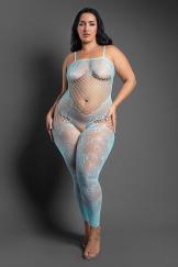 Dream of Me Footless Open Crotch Bodystocking - Queen - Light Blue