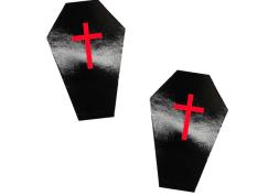 Dom Squad Wet Vinyl Black Coffin Nipple Cover Pasties