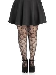 Plus Bow Net Tights - 1x 2x - Black