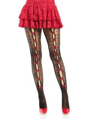 Sweetheart Striped Tights - Os - Black/red