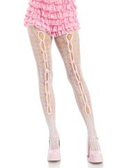 Sweetheart Striped Tights - Os - White/pink