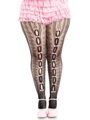 Plus Sweetheart Striped Tights - 1x 2x - Black/pink