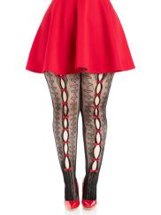 Plus Sweetheart Striped Tights Black Red
