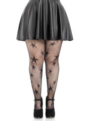 Star Net Tights - 1x 2x - Black