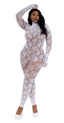 Gloved Bodystocking Dmnd - Qs - White