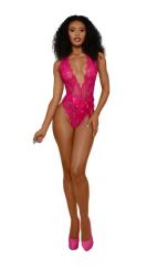 Tiana Lace Teddy With Satin Tie - S/m - Azalea