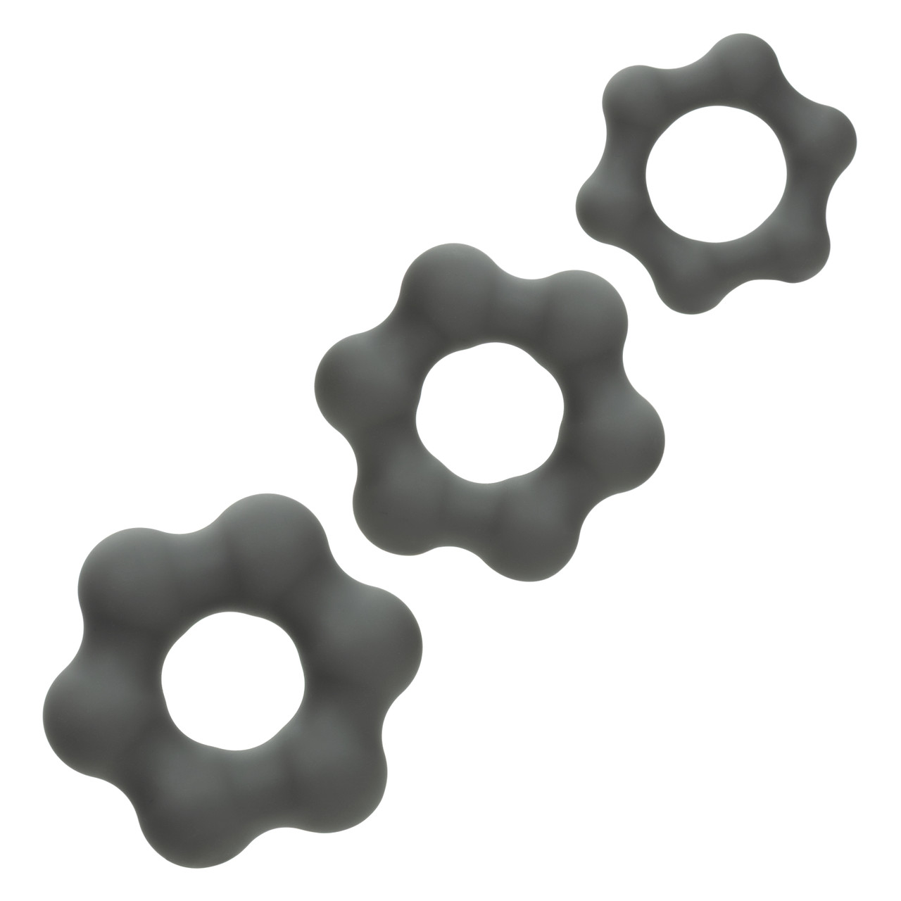 CalExotics - Alpha Liquid Silicone 3 Ring Endurance Set Grey - Cockrings