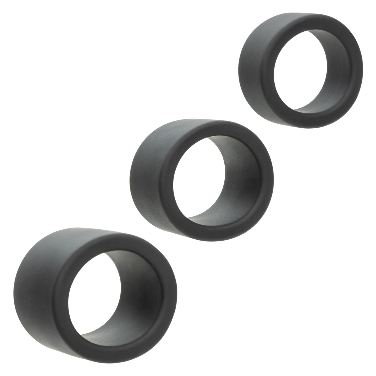 CalExotics - Alpha Liquid Silicone 3 Ring Stamina Set Black - Cockrings