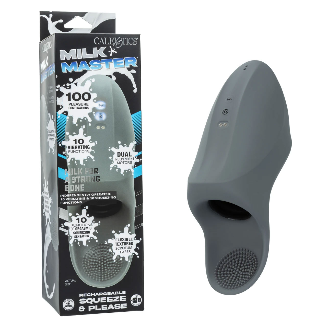 CalExotics - Milk Master Rechargeable Squeeze & Please Grey - Masturbation Aids for Males